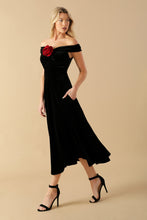 Load image into Gallery viewer, BE THERE FOR YOU VELVET MIDI DRESS
