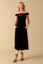 Load image into Gallery viewer, BE THERE FOR YOU VELVET MIDI DRESS
