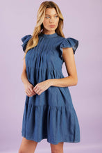 Load image into Gallery viewer, MATCH MY ENERGY WOVEN CHAMBRAY MINI DRESS
