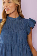 Load image into Gallery viewer, MATCH MY ENERGY WOVEN CHAMBRAY MINI DRESS
