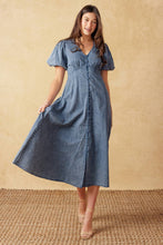 Load image into Gallery viewer, FOREVER MINE LIGHT WEIGHT DENIM MIDI DRESS
