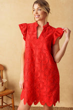 Load image into Gallery viewer, FLEETING WHISPERS LACE WOVEN MINI DRESS
