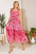 Load image into Gallery viewer, STILL DECIDING FUCHSIA WOVEN MIDI DRESS
