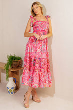 Load image into Gallery viewer, STILL DECIDING FUCHSIA WOVEN MIDI DRESS
