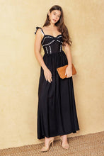 Load image into Gallery viewer, LOVELY DARLING BLACK WOVEN MIDI DRESS
