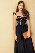 Load image into Gallery viewer, LOVELY DARLING BLACK WOVEN MIDI DRESS
