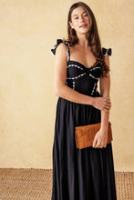 Load image into Gallery viewer, LOVELY DARLING BLACK WOVEN MIDI DRESS
