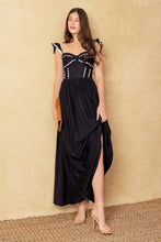 Load image into Gallery viewer, LOVELY DARLING BLACK WOVEN MIDI DRESS
