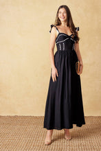 Load image into Gallery viewer, LOVELY DARLING BLACK WOVEN MIDI DRESS
