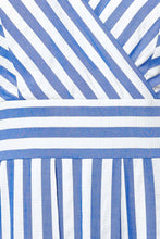 Load image into Gallery viewer, SUNSET STEPS BLUE WOVEN MIDI DRESS
