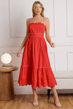 Load image into Gallery viewer, RUSTIC DREAM RED WOVEN MIDI DRESS
