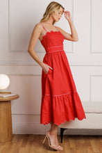 Load image into Gallery viewer, RUSTIC DREAM RED WOVEN MIDI DRESS
