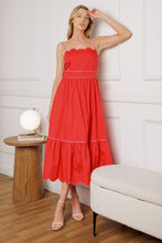 Load image into Gallery viewer, RUSTIC DREAM RED WOVEN MIDI DRESS
