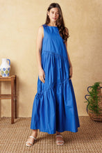 Load image into Gallery viewer, LITTLE MOMENTS BLUE WOVEN MIDI DRESS
