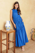 Load image into Gallery viewer, LITTLE MOMENTS BLUE WOVEN MIDI DRESS
