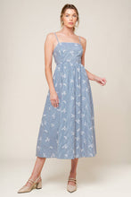 Load image into Gallery viewer, LAYTON IVORY BLUE WOVEN MIDI DRESS
