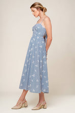 Load image into Gallery viewer, LAYTON IVORY BLUE WOVEN MIDI DRESS
