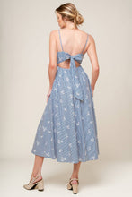 Load image into Gallery viewer, LAYTON IVORY BLUE WOVEN MIDI DRESS
