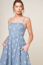 Load image into Gallery viewer, LAYTON IVORY BLUE WOVEN MIDI DRESS
