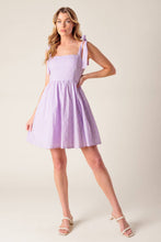 Load image into Gallery viewer, NIGHT TO REMEMBER LAVENDER WOVEN MINI DRESS
