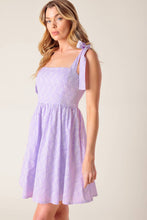 Load image into Gallery viewer, NIGHT TO REMEMBER LAVENDER WOVEN MINI DRESS
