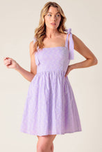 Load image into Gallery viewer, NIGHT TO REMEMBER LAVENDER WOVEN MINI DRESS
