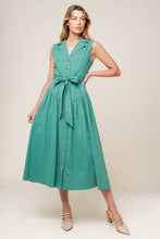 Load image into Gallery viewer, WISHING WELL TEAL GREEN WOVEN MIDI DRESS
