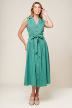 Load image into Gallery viewer, WISHING WELL TEAL GREEN WOVEN MIDI DRESS
