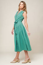 Load image into Gallery viewer, WISHING WELL TEAL GREEN WOVEN MIDI DRESS
