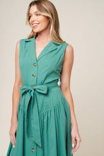 Load image into Gallery viewer, WISHING WELL TEAL GREEN WOVEN MIDI DRESS
