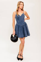 Load image into Gallery viewer, FOREVER FREE FLORAL DENIM MINI DRESS

