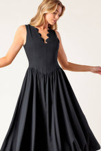 Load image into Gallery viewer, FOR THE RECORD BLACK WOVEN MIDI DRESS
