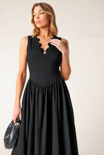 Load image into Gallery viewer, FOR THE RECORD BLACK WOVEN MIDI DRESS
