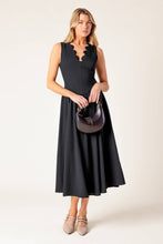 Load image into Gallery viewer, FOR THE RECORD BLACK WOVEN MIDI DRESS
