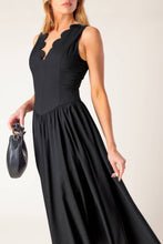 Load image into Gallery viewer, FOR THE RECORD BLACK WOVEN MIDI DRESS
