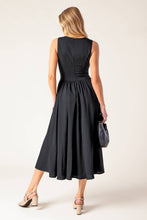 Load image into Gallery viewer, FOR THE RECORD BLACK WOVEN MIDI DRESS
