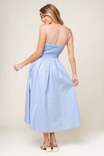 Load image into Gallery viewer, SUMMER INVITE PASTEL BLUE WOVEN MIDI DRESS
