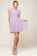 Load image into Gallery viewer, PLAYFULLY POSH LAVENDER WOVEN MINI DRESS
