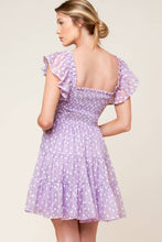 Load image into Gallery viewer, PLAYFULLY POSH LAVENDER WOVEN MINI DRESS
