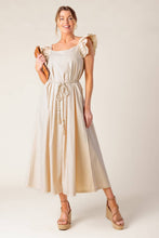 Load image into Gallery viewer, CHAMPAGNE TOAST TAUPE WOVEN MIDI DRESS
