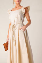 Load image into Gallery viewer, CHAMPAGNE TOAST TAUPE WOVEN MIDI DRESS
