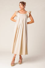 Load image into Gallery viewer, CHAMPAGNE TOAST TAUPE WOVEN MIDI DRESS
