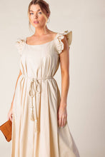 Load image into Gallery viewer, CHAMPAGNE TOAST TAUPE WOVEN MIDI DRESS
