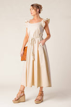 Load image into Gallery viewer, CHAMPAGNE TOAST TAUPE WOVEN MIDI DRESS
