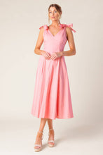 Load image into Gallery viewer, ON THE RIGHT TRACK PEACH WOVEN MIDI DRESS
