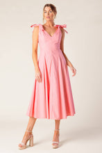 Load image into Gallery viewer, ON THE RIGHT TRACK PEACH WOVEN MIDI DRESS
