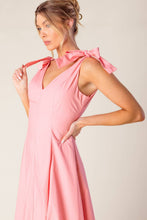 Load image into Gallery viewer, ON THE RIGHT TRACK PEACH WOVEN MIDI DRESS
