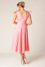 Load image into Gallery viewer, ON THE RIGHT TRACK PEACH WOVEN MIDI DRESS
