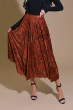 Load image into Gallery viewer, EASE MY MIND VELVET MIDI SKIRT
