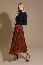 Load image into Gallery viewer, EASE MY MIND VELVET MIDI SKIRT
